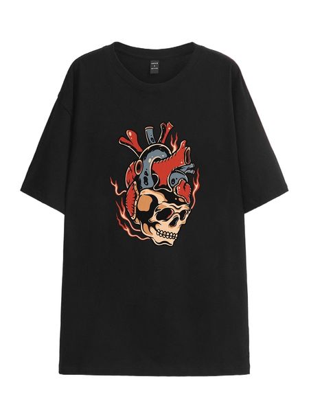 

x afdhal studio skull print drop shoulder tee n2s5#, White