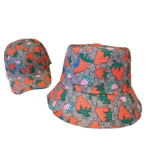 

bucket hat for women casquette strawberry print street outdoor ball cap fun pattern cap men letter g, Blue;gray