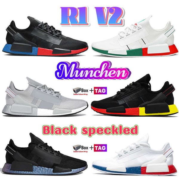 

designer r1 v2 running shoes og with box munchen cloud white black speckled blue red signal coral mens sneakers mexico city grey two silver