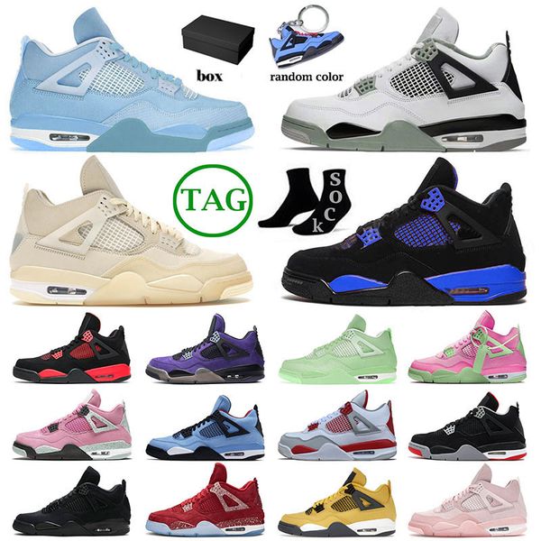 

mens womens jumpman 4 4s iv designer basketball shoes seafoam sb bred military black cats seafoam sail pink blue thunder green sports