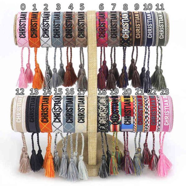 

luxury brand braided bracelet adjustable woven friendship bangle for womens mens designer letter embroidery rope bracelets jewelry gift code, Golden;silver