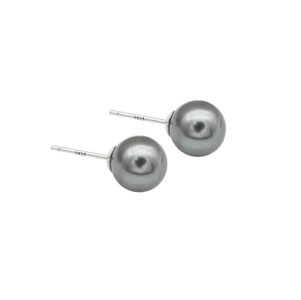 

8mm natural south sea shell pearl stud earrings, Silver