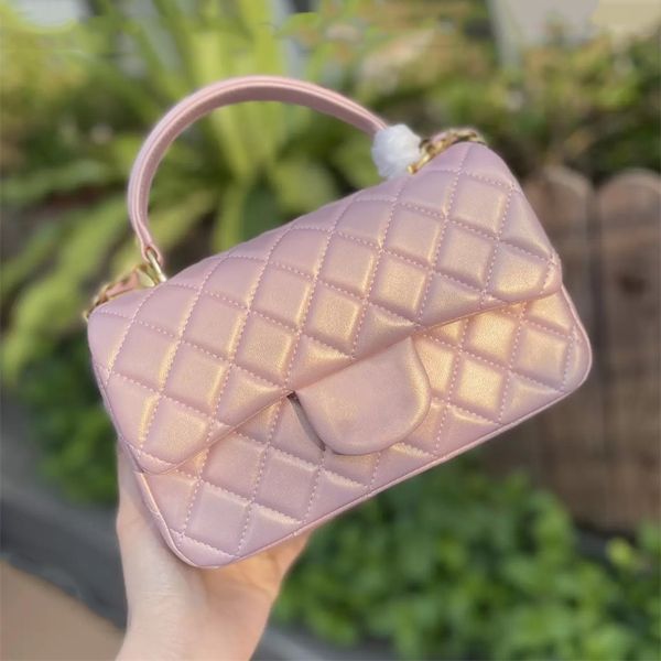 

ly 22ss mini luxury flap totes bag calfskin five colors classic quilted gold metal chain button handle one shoulder crossbody handbags desig