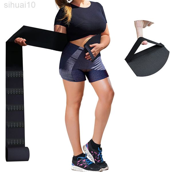 Avvolgere la fasciatura grigia con gancio Chiusura salda Anello dimagrante Cintura lunga Torse Tape Vita Trainer Cintura da allenamento per sauna Guaina Corsetto L220802