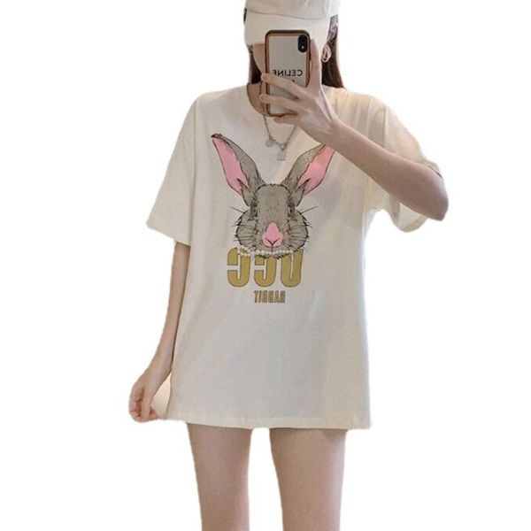 

Womens Designer T Shirts Summer Short Sleeve Tee Cute rabbit T-shirt man Fashion Letter Printing Lady Tees, Style2