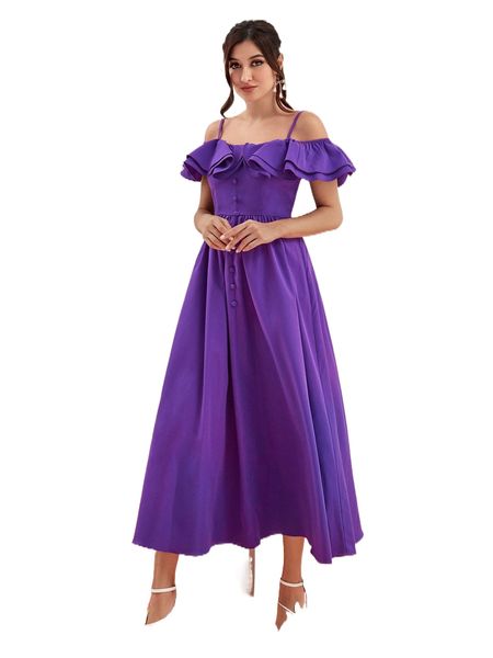 

modely cold shoulder layered trim dress k4jt#, Black;gray