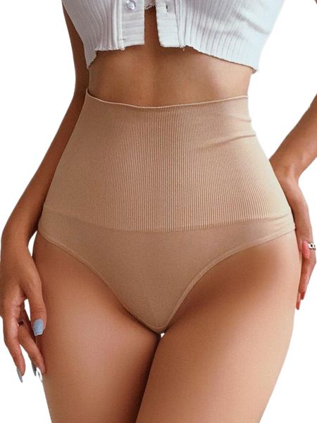 

plain ribbed shapewear panty l0g1#, Black;red