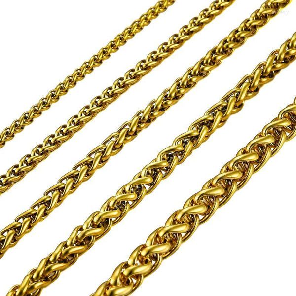 Catene Moda Uomo Collana in acciaio inossidabile Catena da cesto Materiale Intrecciato Colore oro Gioielli da donna Regali di NataleCatene Godl22