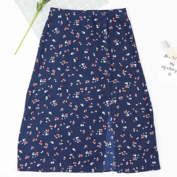 

xnwmnz high waist print long skirt women split maxi floral fashion beach female chic vintage za summer 210513, Black