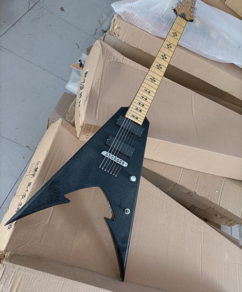 

7 strings black v shaped electric guitar rosewood fretboard