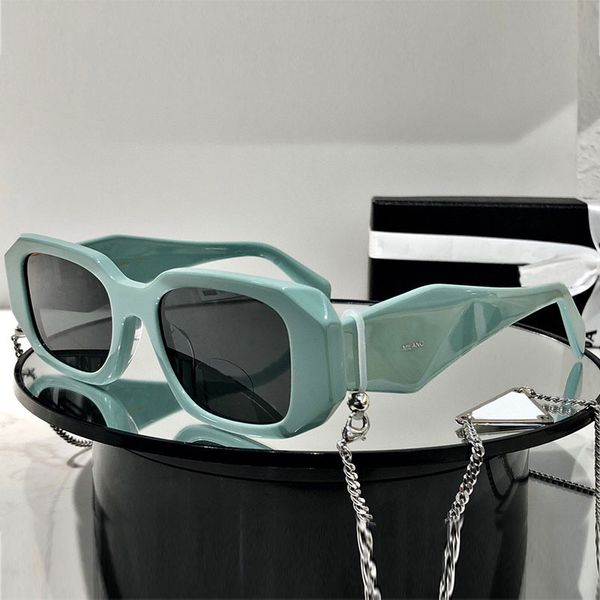 Óculos de sol PR17WS moda feminina óculos de férias de designer clássico feminino preto branco azul quadrado retangular grosso