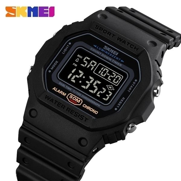 

skmei multifunctional digital sport watch men 2 time count down mens wristwatches fashion retro male watches reloj hombre 1628 220805, Slivery;brown