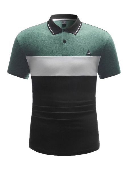 

men letter patched detail color block polo shirt n22y#, White;black
