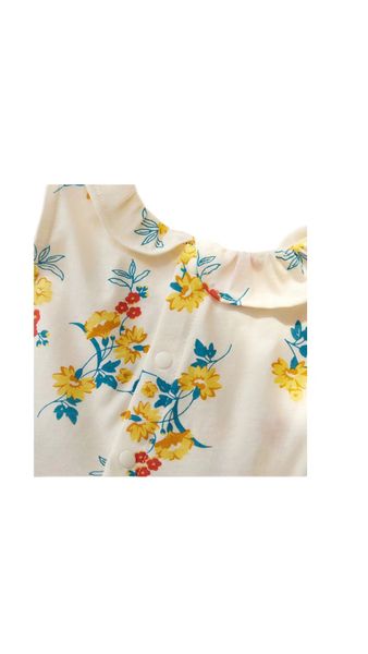 

korean girls dress summer lapel small floral skirt, Red;yellow