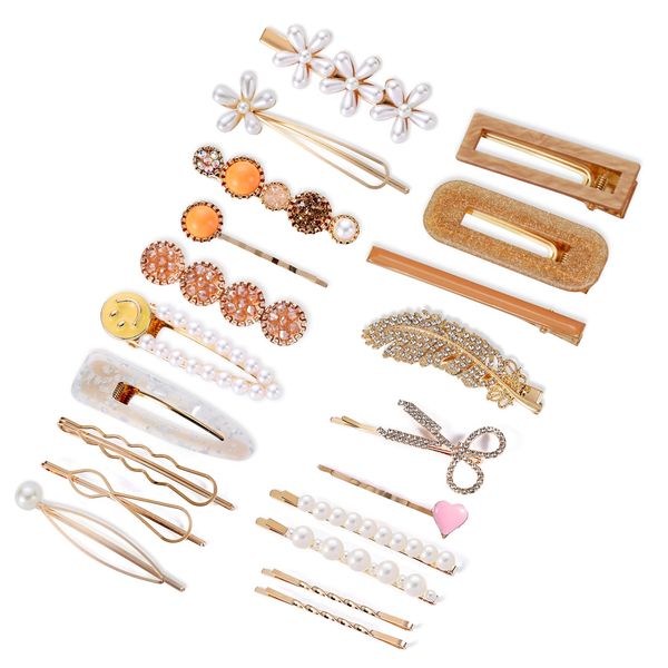 

hair clips barrettes parcce pearl set acrylic resin sweet decorative pins hairpin headwear accessories for women and girls amcwp, Golden;silver