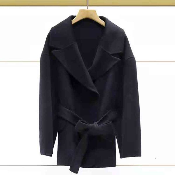 

women's wool & blends fadan m family's autumn and winter women's wear belt lapel wool short coat, Black