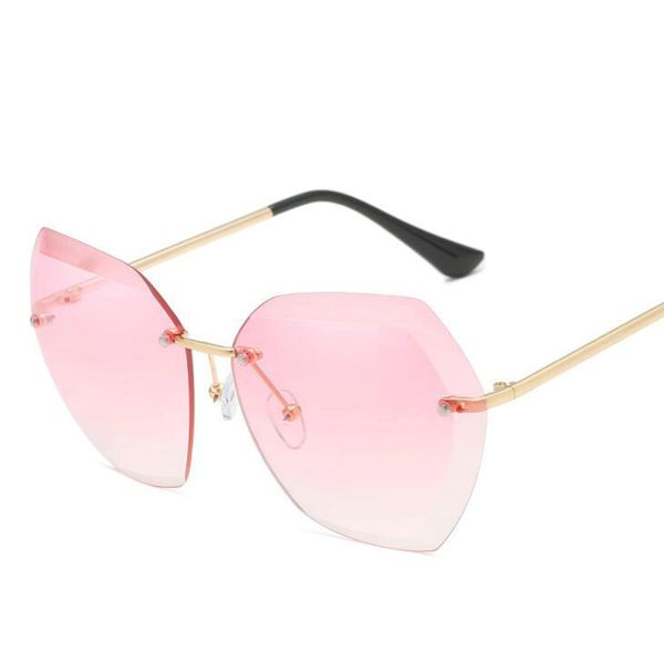 

women trend sunglasses summer beach vacation travel sun glasses blue pc lens frameless fashion 8 color new style eyewear sy222, White;black