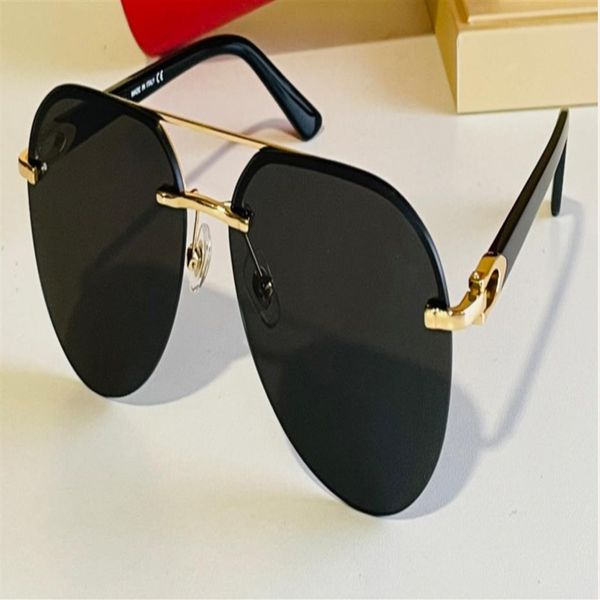 

rimless pilot sunglasses black gold/dark grey lens sunnies sonnenbrille gafa de sol men fashion sunglasses uv400 protection eyewea309k, White;black