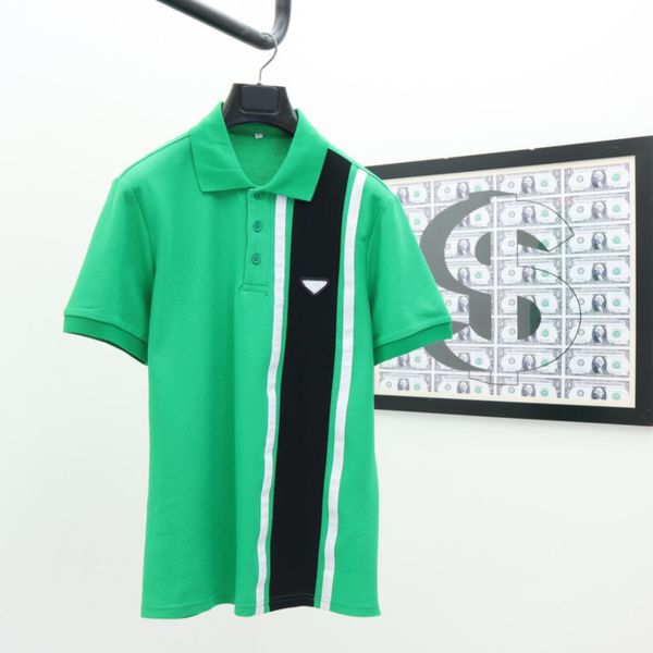 

summer lapel men's t shirts luxury short sleeve classic designers polo t-shirt fashion brand splicing color triangle tees men women ca, White;black