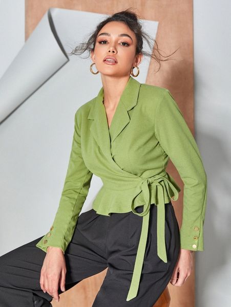 

x huma shah notched collar knot side blazer a2fn#, White
