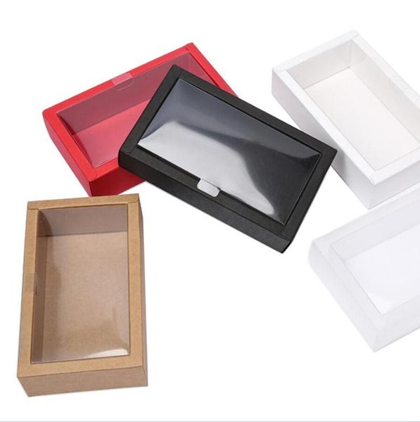 Hediye Sargısı Şeffaf PVC Kutusu Şeker/Kurabiye/Takı/Craft DIY SOAP PARTİK KARTON Paketleme için Kraft Kağıt Ambalaj