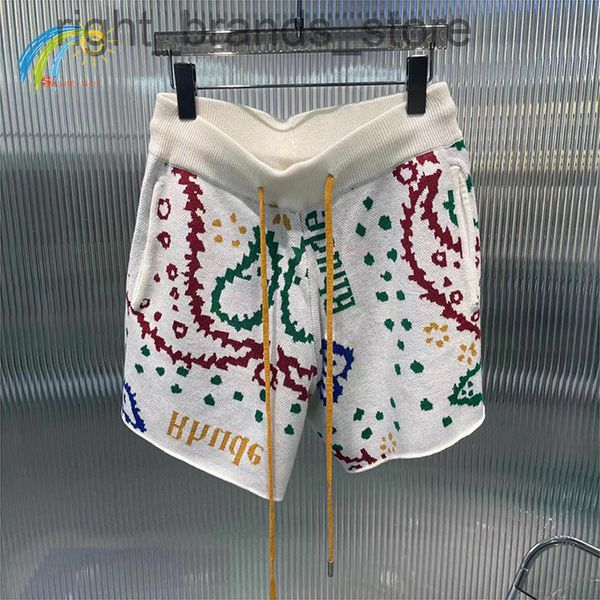 

hip hop inverted knit drawstring shorts men women cashew flower jacquard shorts inside tags w220805, White;black