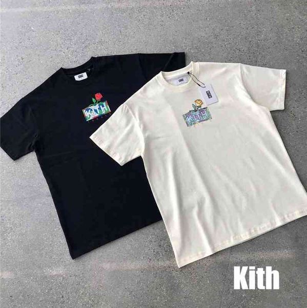 

men women shirt heavy fabric tee short sleeve flowers box kith t, White;black