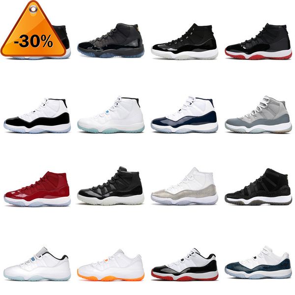 

jumpman cool grey 11 11s mens basketball shoes 25th anniversary low legend university blue white bred concord cap and gown jubilee jam win, Black