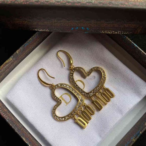

fine jewellery ornament charm earring diamond inlaid love letter earrings trend personalized female earrings, Golden