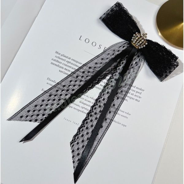 

pearl crown brooches for women fabric lace bow tie female shirt brooch pins fashion wedding party jewelry accessories, Gray