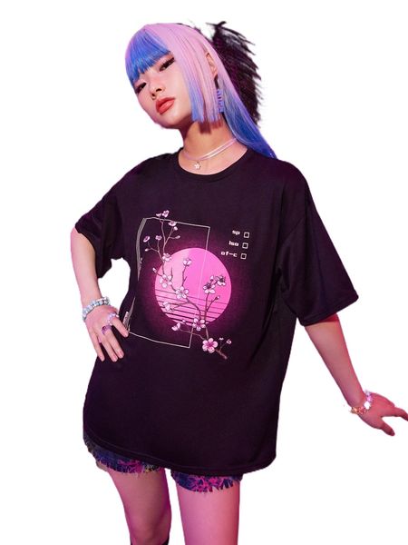 

romwe anime floral print tee w2fi#, White