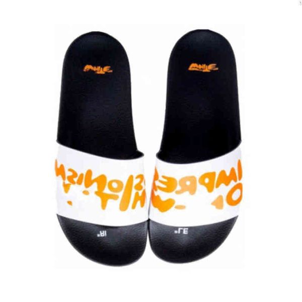 

men's luxury women's offs sandals fashion letter ribbon printing slippers couples beach men outside home slipper female classic br, Black