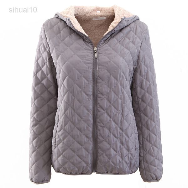 

2019 winter nieuwe hooded fleece warme jas vrouwen europa slanke lange mouw grijs vrouwen katoenen jas dunne jas l220725, Black