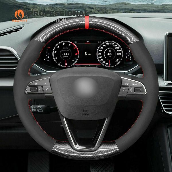 

smooth carbon fiber pu leather car steering wheel cover for seat leon ibiza alha