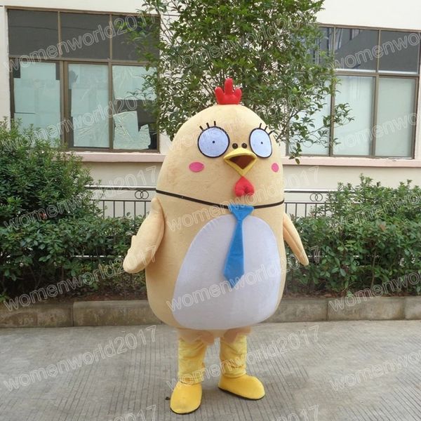 Costume da mascotte di pollo di Halloween, completo di personaggio dei cartoni animati di alta qualità, completo per adulti unisex, vestito operato da carnevale di Natale