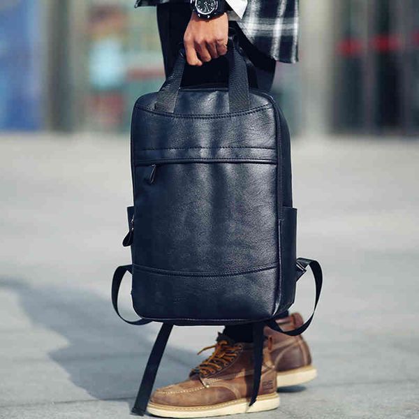 

gnwxy creative simple fashion men backpack urban leisure commuter lappu leather vintage style student schoolbag