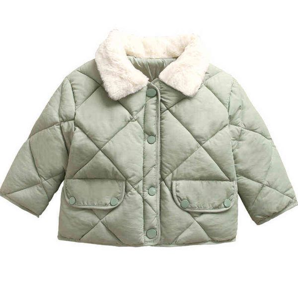 

2021 autumn girls jackets fashion baby boys pocket jacket fur collar outerwear kids clothes children warm jackets jacket 2-6 year j220718, Blue;gray
