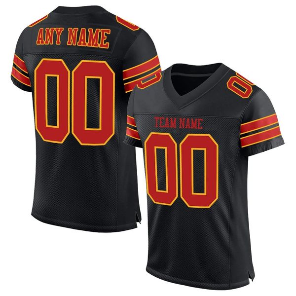 

custom black scarlet-gold mesh authentic football jersey 45345
