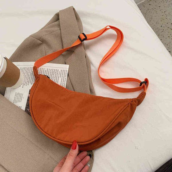 

nylon casual crossbody shoulder bags for women 2021 new trendy hobos bag female small underarm simple women's handbag solid tote g22051
