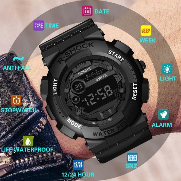 Relógios de pulso Luxo masculino de luxo Data de relógio LED Sport Men Outdoor Relógios Eletrônicos Presente Classic High-end D45WristWatches