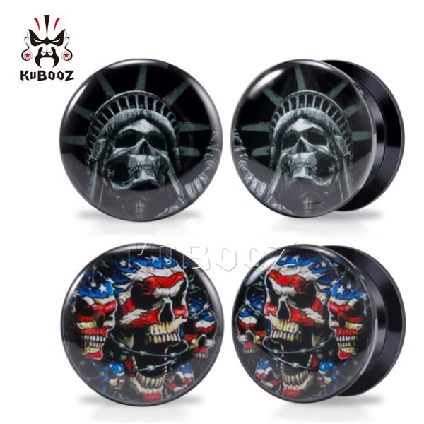 

kubooz acrylic skeleton ear tunnel plugs gauges body piercings jewelry piercing expander wholesale 6-25mm 80pcs, Silver
