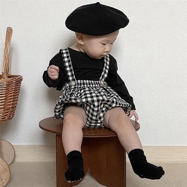 

milancel borm baby clothes autumn baby girls clothing set black blouse and plaid pp shorts baby set lj201223, White