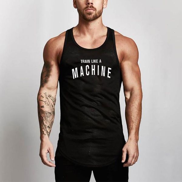 

brand mesh workout mens tank fitness fashion casual singlets sleeveless gym tank training vest stringer undershirt, White;black