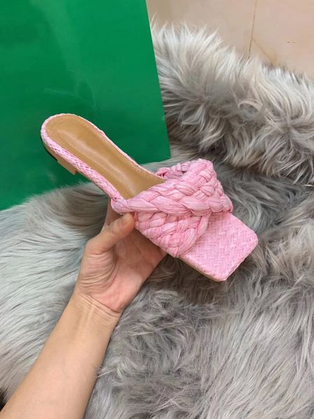

luxury designer women sandals stretch sandal intrecciato woven square toe muller shoes twisted straps leather outsole summer fashion bottega, Black