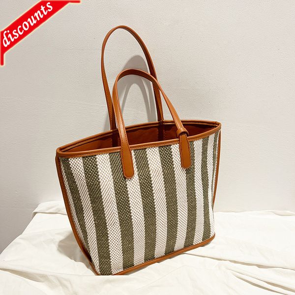 

factory online export designer brand bag handbag and 2022 new striped tote women's large capacity leisure canvas portable single should