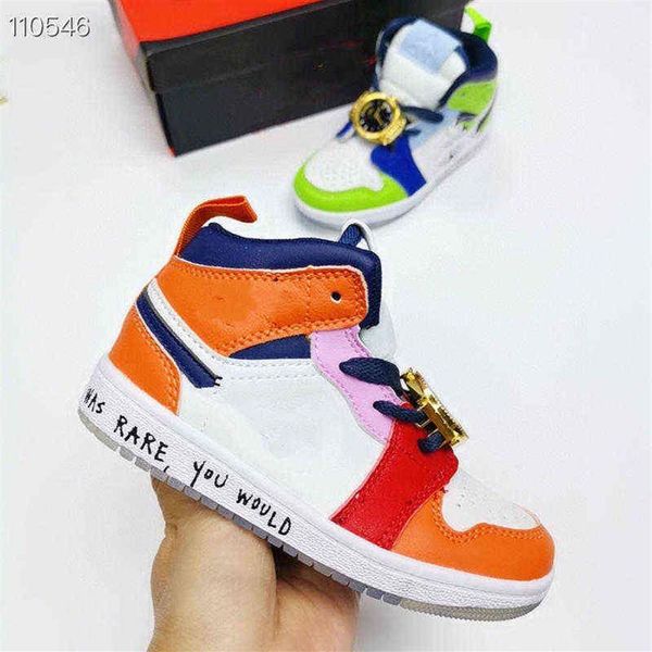 

2020 1 1s mid melody ehsani fearless kids basketball shoes for boys girls sneakers leather green orange baby trainers shoes size 2227i, Black