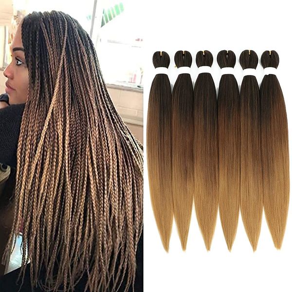 26 polegadas pré -esticadas Easy Braiding Hair Extensions Professional Easy Braids Fibras Sintéticas Itch Free Hot Water Configurando textura Yaki