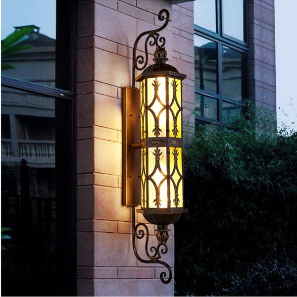 

lamps wrought iron outdoor lighting lantern large waterproof garden outdoor wall lamp villa pillar balcony retro rust sconce corridor pure a