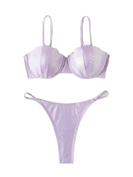 

jacquard underwire push up thong bikini swimsuit d5le#, White;black