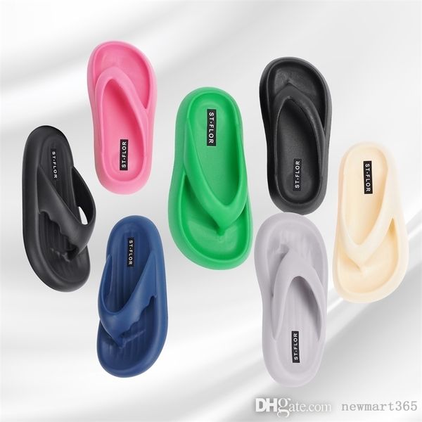 

summer men and women flip flops clip foot bread slippers eva rubber and plastic thick bottom anti slip herringbone shoes, Black